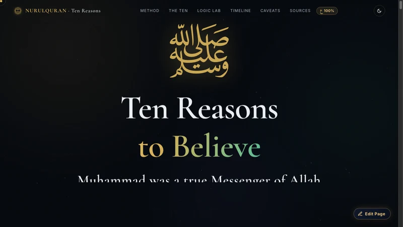 Ten Reasons — The Case for Muhammad ﷺ Snapshot