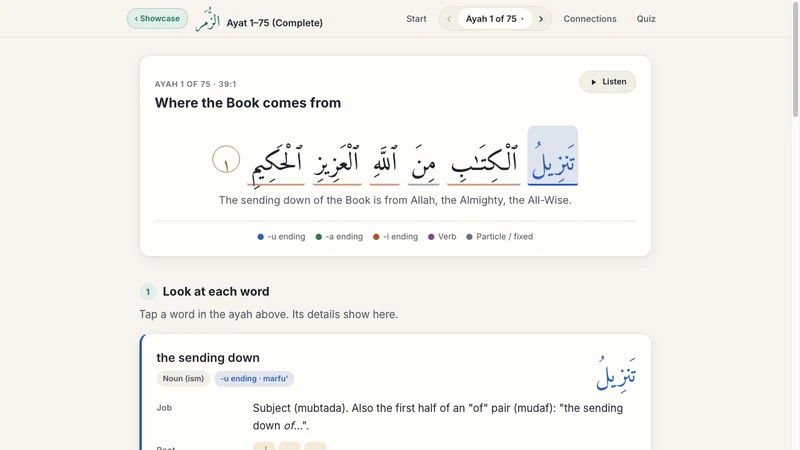 Az-Zumar Complete Grammar & Reflection Lab Snapshot